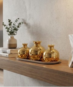 ZEYVE CERAMIC 3-PIECE POMEGRANATE SET TRAY 23x10x9cm